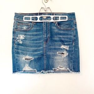 American Eagle Ripped Denim Mini Skirt